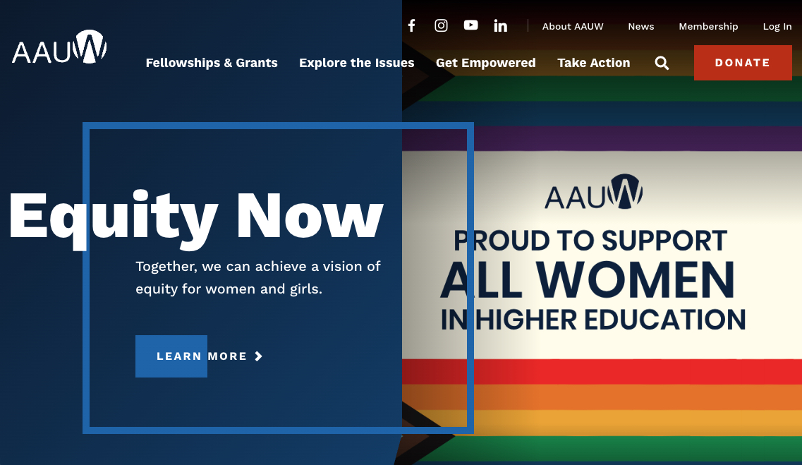 AAUW homepage screenshot