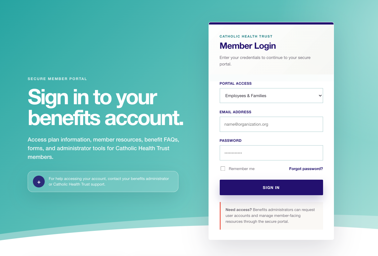 HR Administrators login screen in WordPress