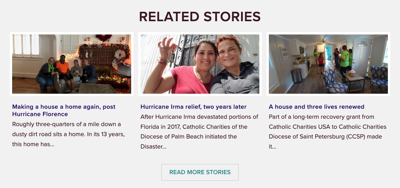 Catholic Charities USA related stories component screenshot